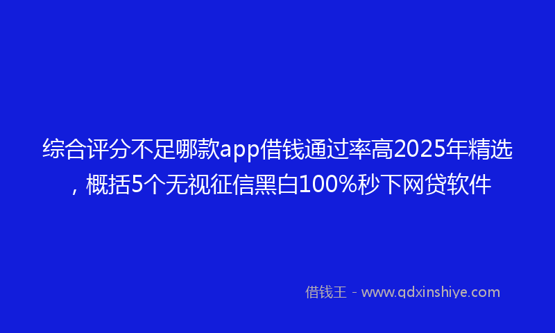 综合评分不足哪款app借钱通过率高2025年精选，概括5个无视征信黑白100%秒下网贷软件