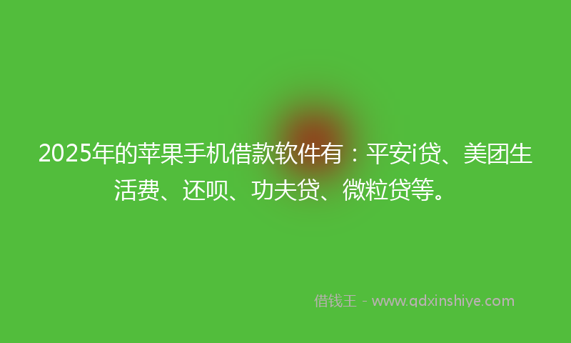 2025年的苹果手机借款软件有：平安i贷、美团生活费、还呗、功夫贷、微粒贷等。