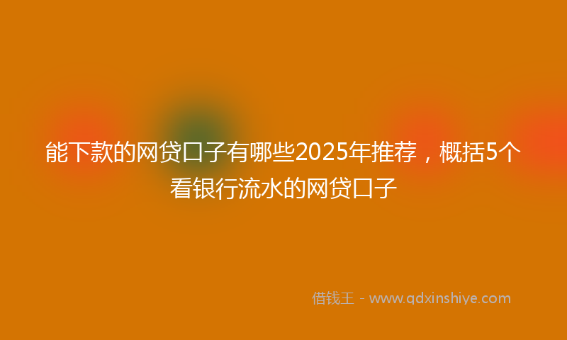 能下款的网贷口子有哪些2025年推荐，概括5个看银行流水的网贷口子
