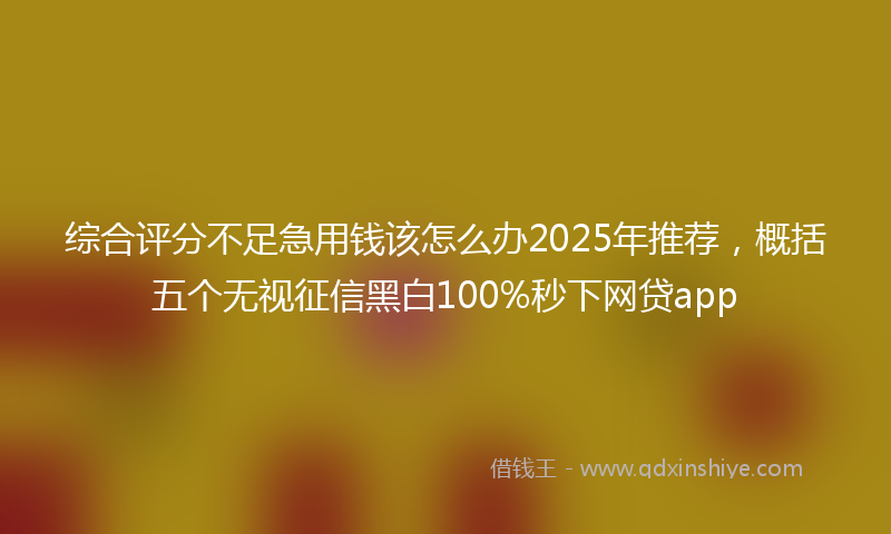 综合评分不足急用钱该怎么办2025年推荐，概括五个无视征信黑白100%秒下网贷app