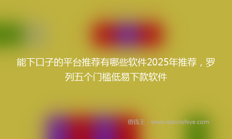 能下口子的平台推荐有哪些软件2025年推荐，罗列五个门槛低易下款软件