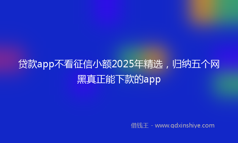 贷款app不看征信小额2025年精选，归纳五个网黑真正能下款的app