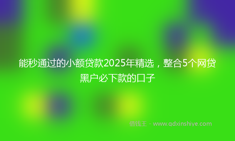 能秒通过的小额贷款2025年精选，整合5个网贷黑户必下款的口子