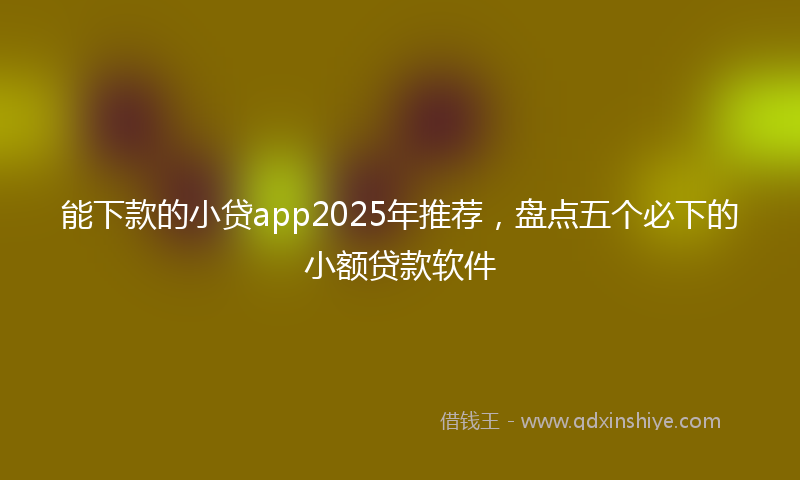 能下款的小贷app2025年推荐，盘点五个必下的小额贷款软件