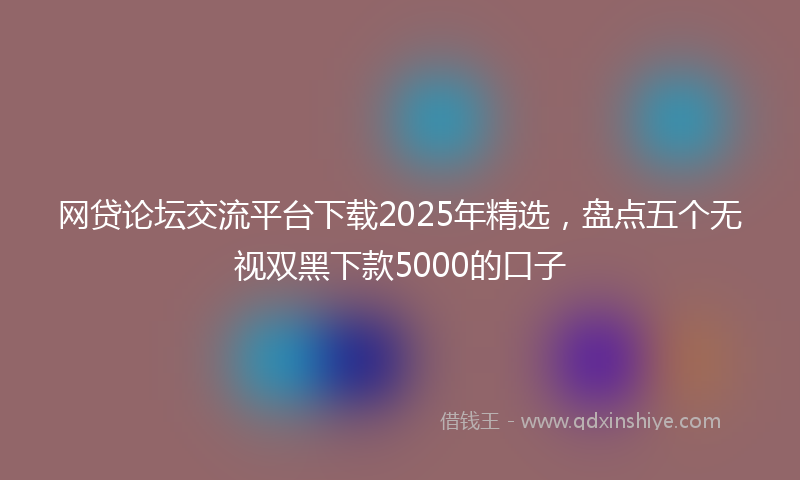 网贷论坛交流平台下载2025年精选，盘点五个无视双黑下款5000的口子