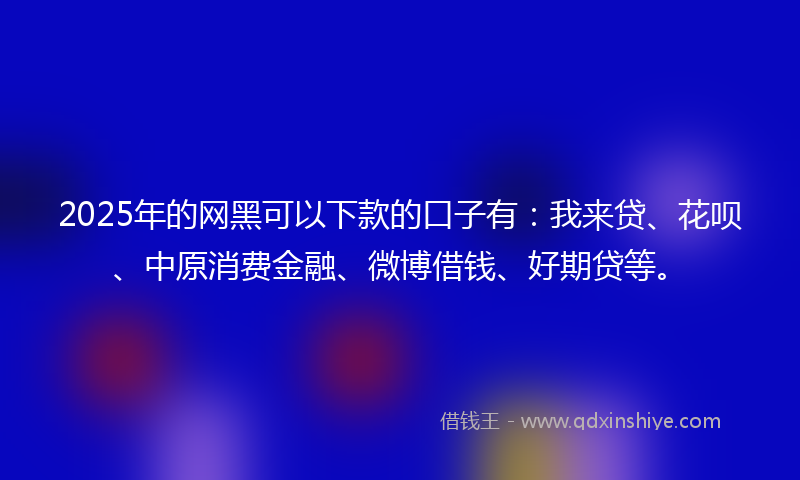 2025年的网黑可以下款的口子有：我来贷、花呗、中原消费金融、微博借钱、好期贷等。