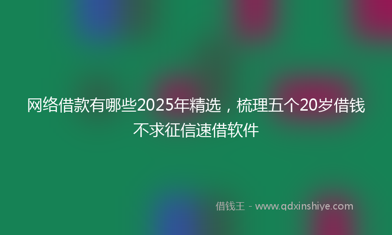 网络借款有哪些2025年精选，梳理五个20岁借钱不求征信速借软件