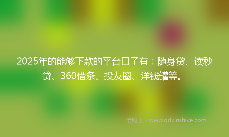 2025年的能够下款的平台口子有：随身贷、读秒贷、360借条、投友圈、洋钱罐等。