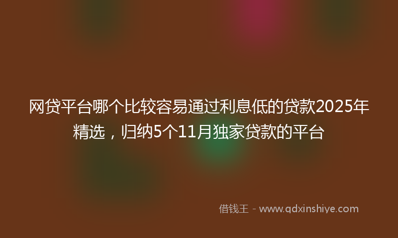 网贷平台哪个比较容易通过利息低的贷款2025年精选，归纳5个11月独家贷款的平台
