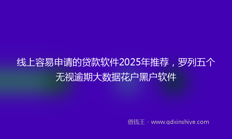 线上容易申请的贷款软件2025年推荐，罗列五个无视逾期大数据花户黑户软件