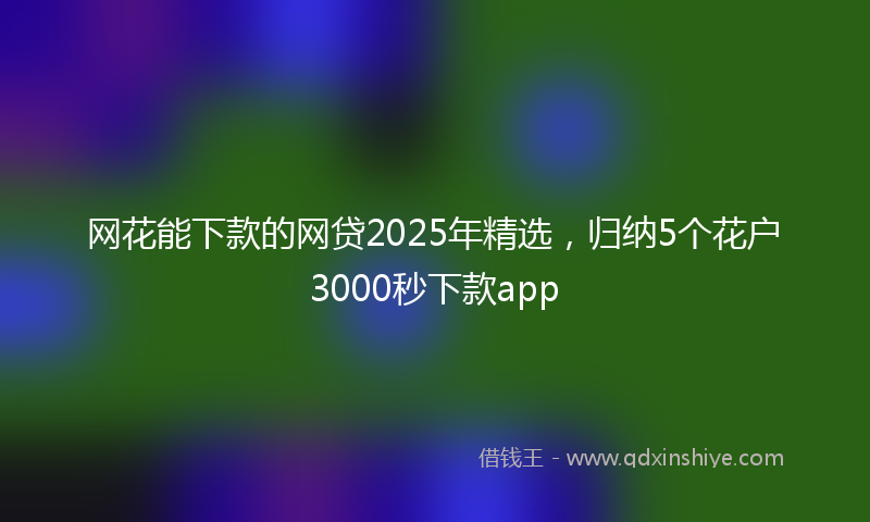 网花能下款的网贷2025年精选，归纳5个花户3000秒下款app