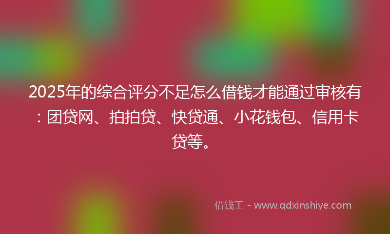 2025年的综合评分不足怎么借钱才能通过审核有：团贷网、拍拍贷、快贷通、小花钱包、信用卡贷等。