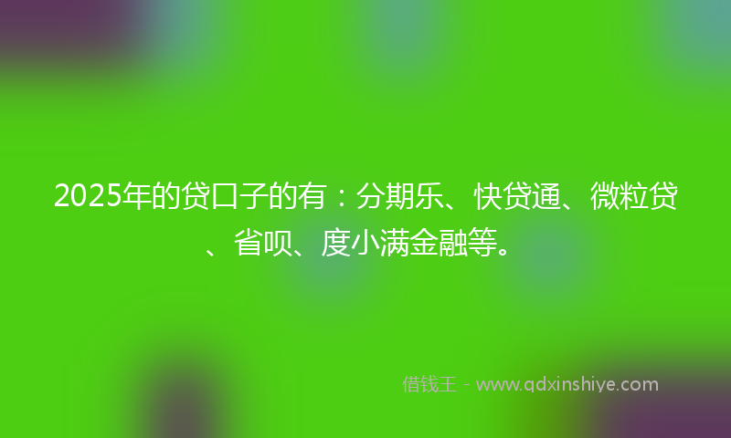 2025年的贷口子的有：分期乐、快贷通、微粒贷、省呗、度小满金融等。