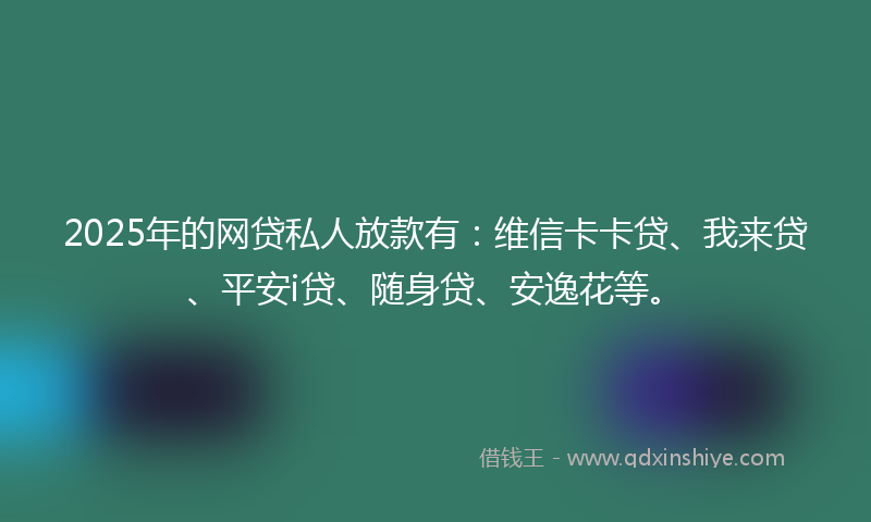 2025年的网贷私人放款有：维信卡卡贷、我来贷、平安i贷、随身贷、安逸花等。