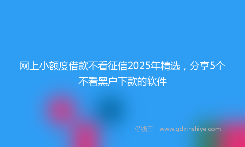 网上小额度借款不看征信2025年精选，分享5个不看黑户下款的软件