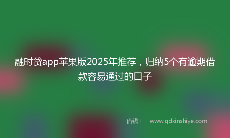 融时贷app苹果版2025年推荐，归纳5个有逾期借款容易通过的口子