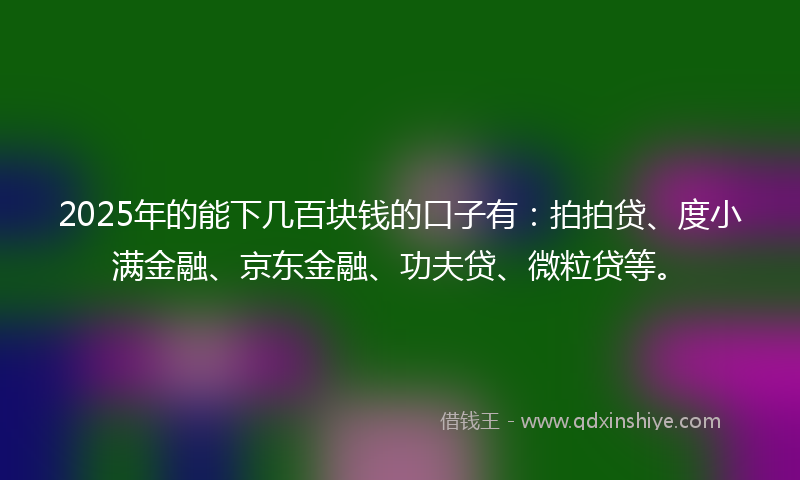 2025年的能下几百块钱的口子有：拍拍贷、度小满金融、京东金融、功夫贷、微粒贷等。