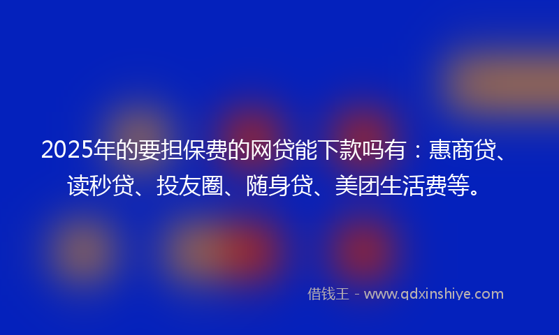 2025年的要担保费的网贷能下款吗有：惠商贷、读秒贷、投友圈、随身贷、美团生活费等。