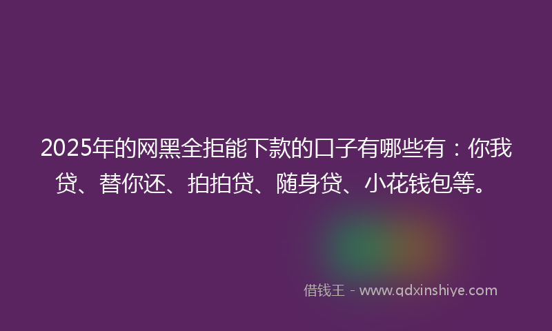 2025年的网黑全拒能下款的口子有哪些有：你我贷、替你还、拍拍贷、随身贷、小花钱包等。