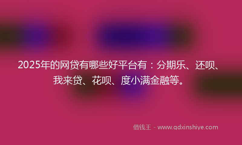 2025年的网贷有哪些好平台有：分期乐、还呗、我来贷、花呗、度小满金融等。