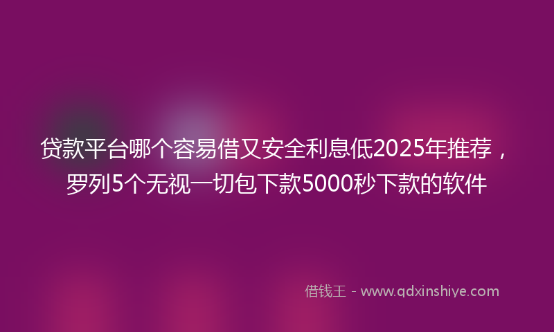 贷款平台哪个容易借又安全利息低2025年推荐，罗列5个无视一切包下款5000秒下款的软件