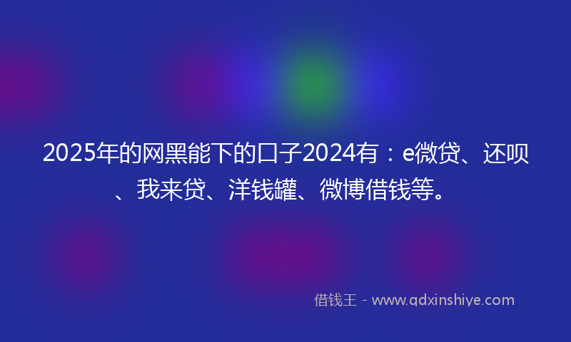 2025年的网黑能下的口子2024有：e微贷、还呗、我来贷、洋钱罐、微博借钱等。
