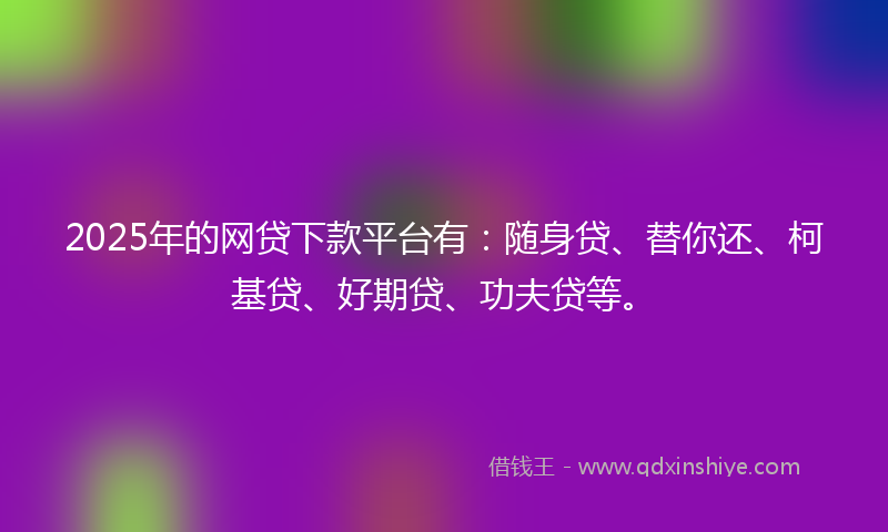 2025年的网贷下款平台有：随身贷、替你还、柯基贷、好期贷、功夫贷等。