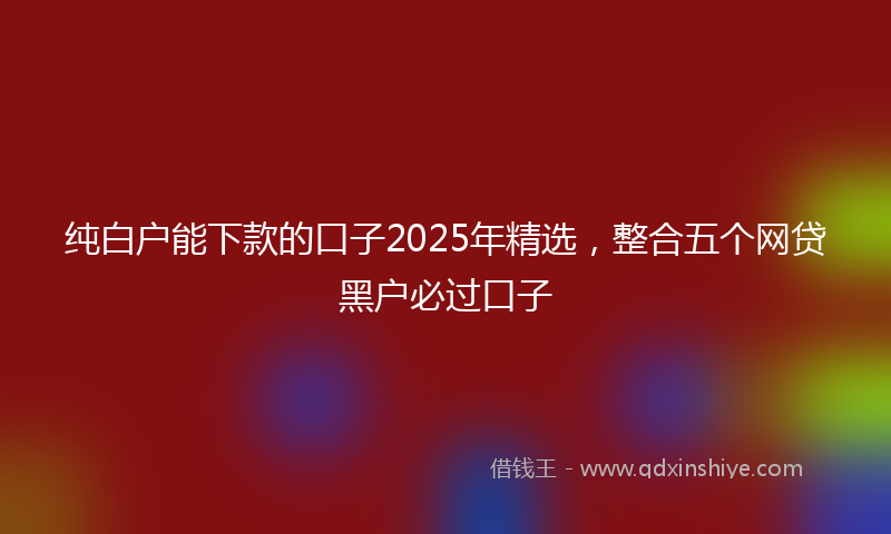 纯白户能下款的口子2025年精选，整合五个网贷黑户必过口子