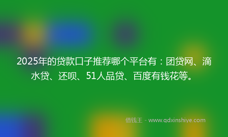 2025年的贷款口子推荐哪个平台有：团贷网、滴水贷、还呗、51人品贷、百度有钱花等。