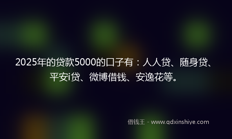 2025年的贷款5000的口子有：人人贷、随身贷、平安i贷、微博借钱、安逸花等。