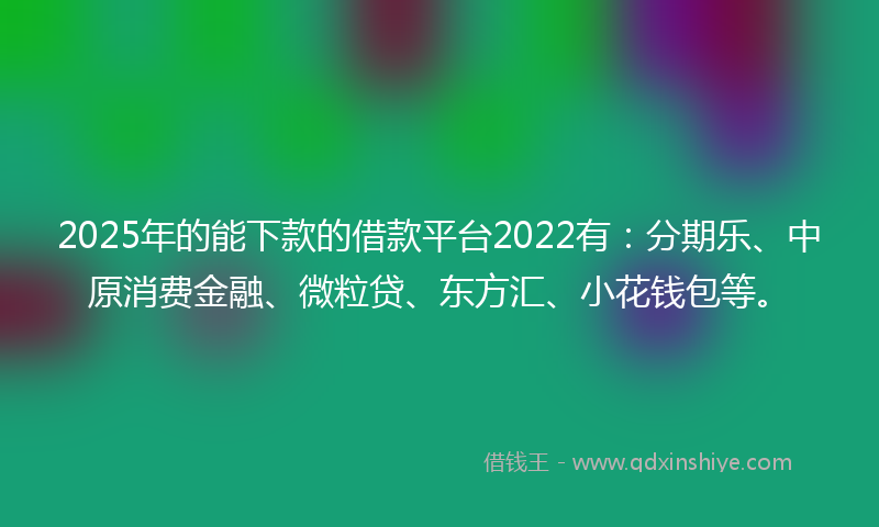 2025年的能下款的借款平台2022有：分期乐、中原消费金融、微粒贷、东方汇、小花钱包等。