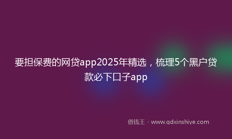 要担保费的网贷app2025年精选，梳理5个黑户贷款必下口子app