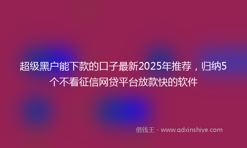 超级黑户能下款的口子最新2025年推荐，归纳5个不看征信网贷平台放款快的软件