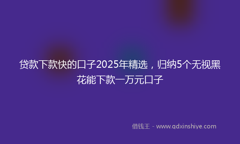 贷款下款快的口子2025年精选，归纳5个无视黑花能下款一万元口子