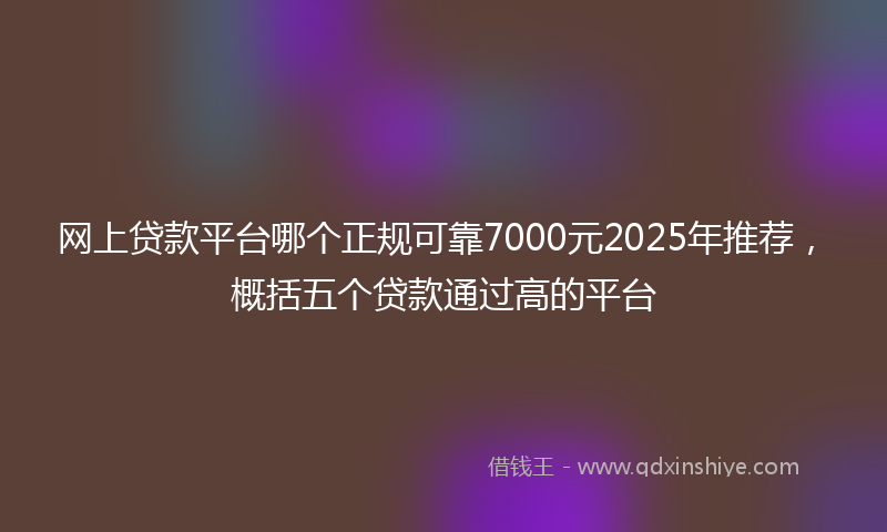 网上贷款平台哪个正规可靠7000元2025年推荐，概括五个贷款通过高的平台