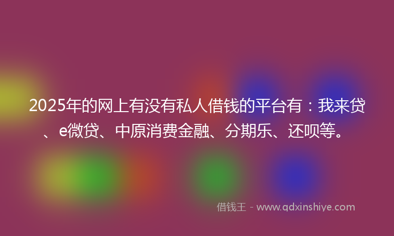 2025年的网上有没有私人借钱的平台有：我来贷、e微贷、中原消费金融、分期乐、还呗等。