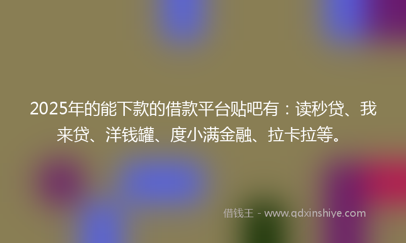 2025年的能下款的借款平台贴吧有：读秒贷、我来贷、洋钱罐、度小满金融、拉卡拉等。