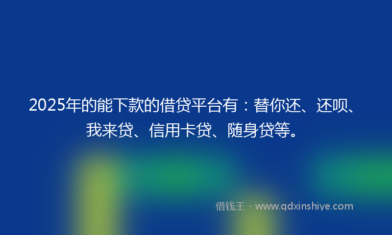 2025年的能下款的借贷平台有：替你还、还呗、我来贷、信用卡贷、随身贷等。