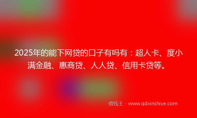 2025年的能下网贷的口子有吗有：超人卡、度小满金融、惠商贷、人人贷、信用卡贷等。