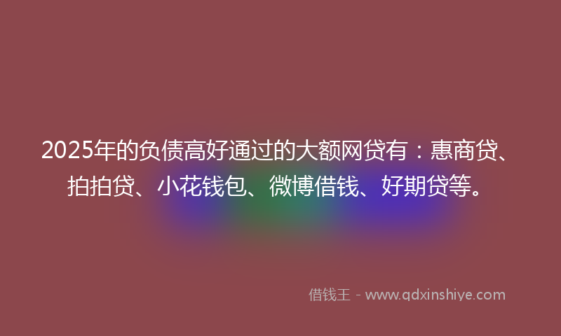 2025年的负债高好通过的大额网贷有：惠商贷、拍拍贷、小花钱包、微博借钱、好期贷等。