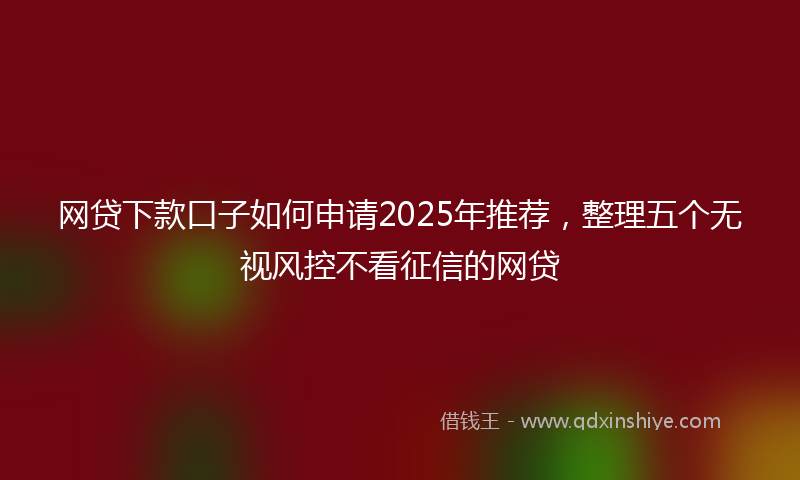 网贷下款口子如何申请2025年推荐，整理五个无视风控不看征信的网贷