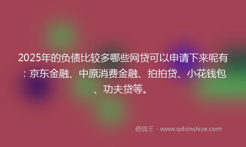 2025年的负债比较多哪些网贷可以申请下来呢有：京东金融、中原消费金融、拍拍贷、小花钱包、功夫贷等。