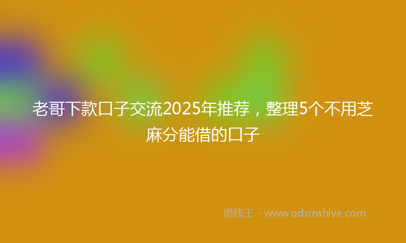 老哥下款口子交流2025年推荐，整理5个不用芝麻分能借的口子
