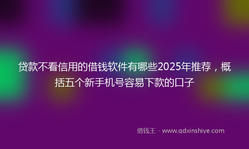 贷款不看信用的借钱软件有哪些2025年推荐，概括五个新手机号容易下款的口子
