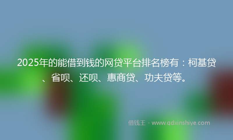 2025年的能借到钱的网贷平台排名榜有：柯基贷、省呗、还呗、惠商贷、功夫贷等。