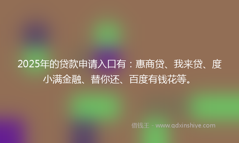 2025年的贷款申请入口有：惠商贷、我来贷、度小满金融、替你还、百度有钱花等。