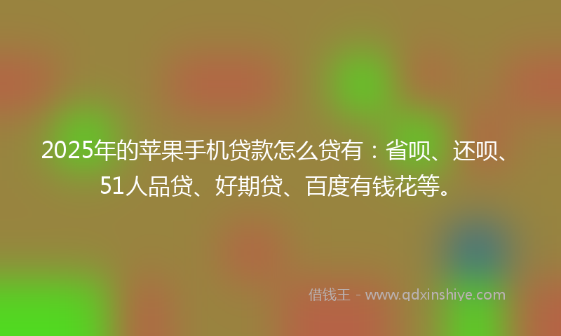2025年的苹果手机贷款怎么贷有：省呗、还呗、51人品贷、好期贷、百度有钱花等。