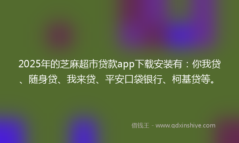 2025年的芝麻超市贷款app下载安装有：你我贷、随身贷、我来贷、平安口袋银行、柯基贷等。