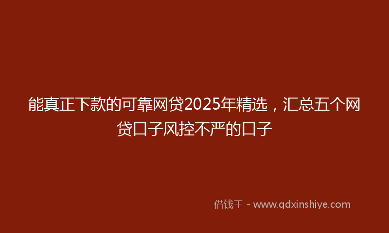 能真正下款的可靠网贷2025年精选，汇总五个网贷口子风控不严的口子