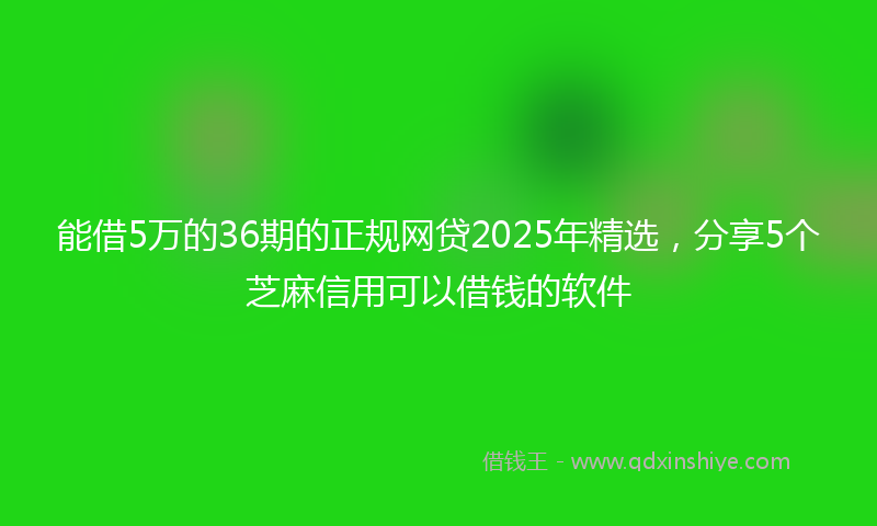 能借5万的36期的正规网贷2025年精选，分享5个芝麻信用可以借钱的软件